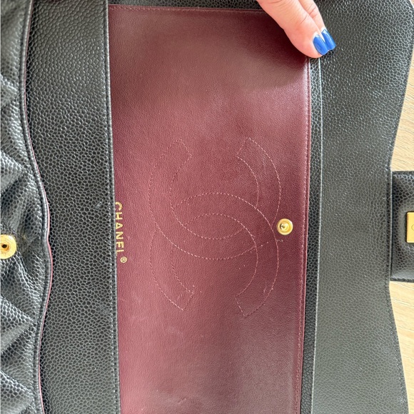 Chanel black Jumbo Classic Caviar Double Flap Quilted Leather Chain Bag - Picture 14 of 14